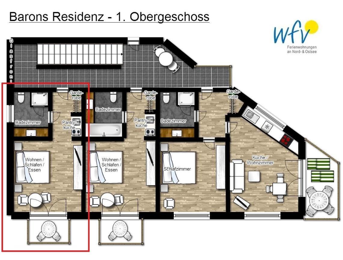 Barons Residenz Ferienwohnung 4 Borkum Exteriör bild